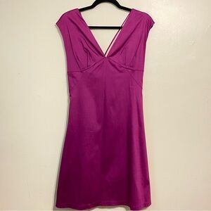 Anya Ponorovskaya Magenta Deep Plung Sleeveless Midi Dress size 10